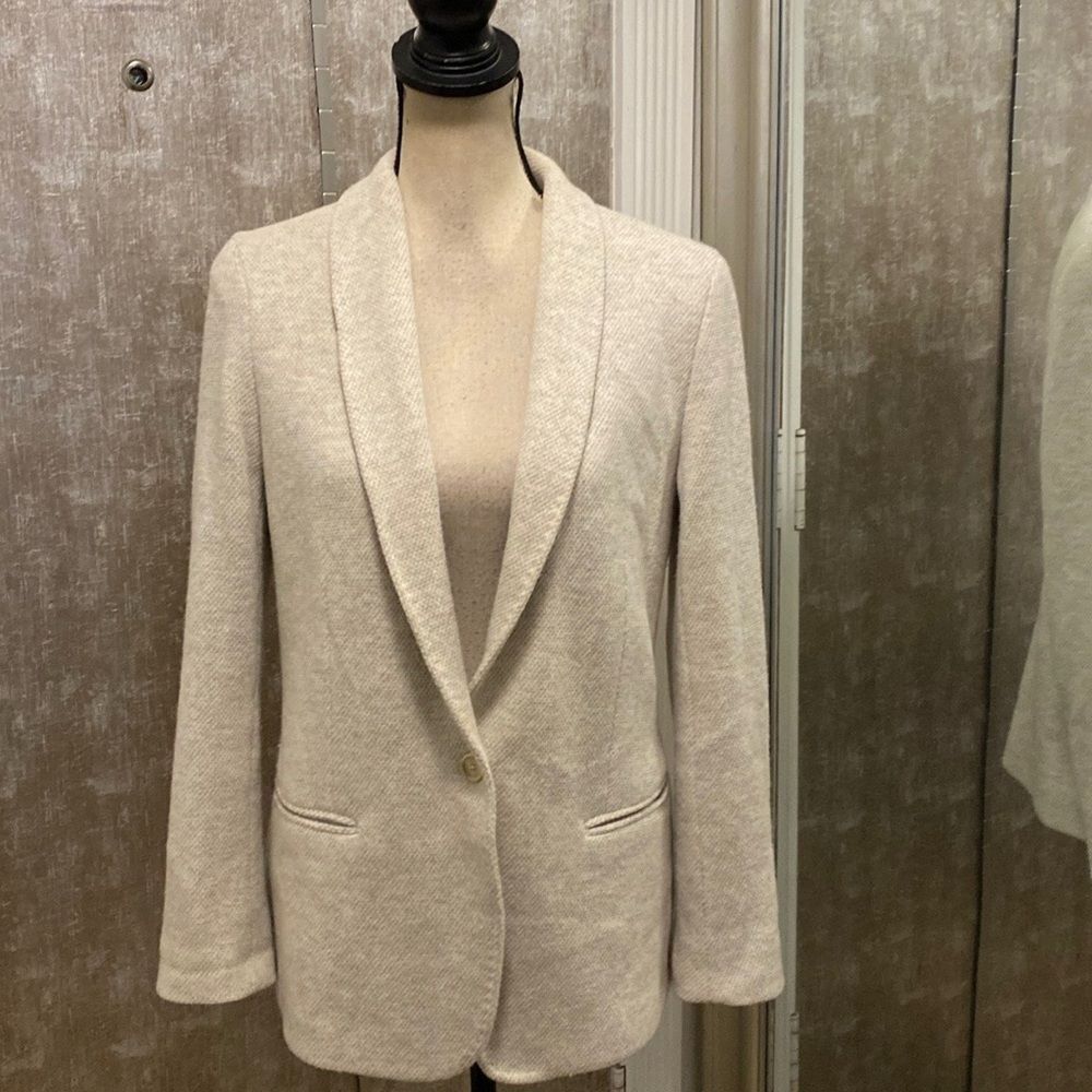 Massimo Dutti Cream Textured Jacket, Us8